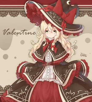 Kirisame Marisa from Touhou wearing a Valentine's dress