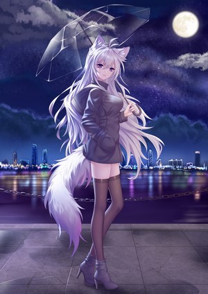 Kirby D A Fox Girl Under Moonlight