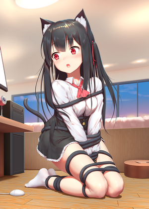 Hi Mi Tsu Anime Girl with Cat Ears and Tail