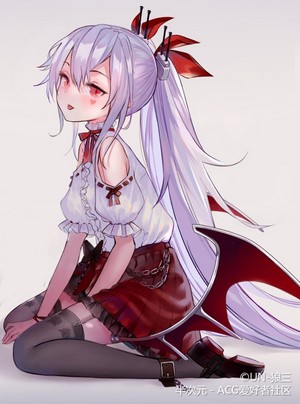 Anime girl with silver hair and red eyes