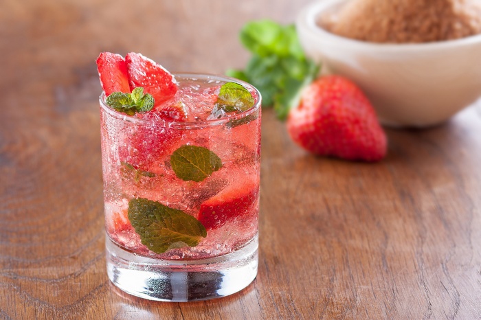 Strawberry Mojito with Mint and Strawberries