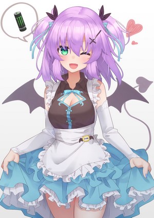 Anime girl with purple hair and maid outfit