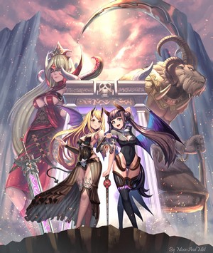 Demon girls with wings and horns in fantasy artwork