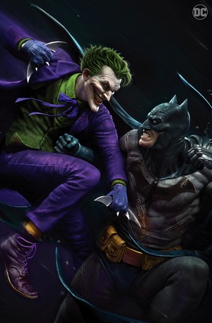 Batman and Joker in a comic art battle