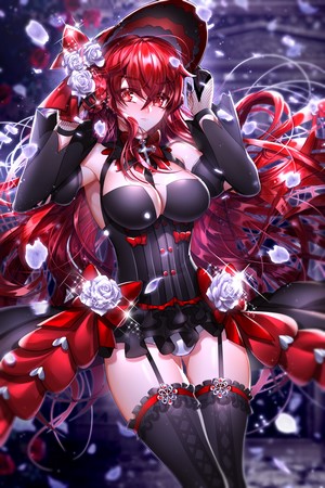 Elesis from Elsword wearing a gothic outfit with roses
