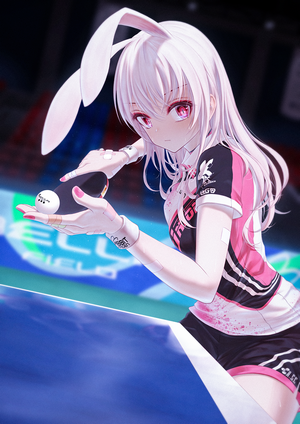 Bae.C Anime Bunny Girl Playing Table Tennis