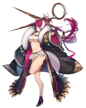 Anime girl with red hair and scissors weapon
