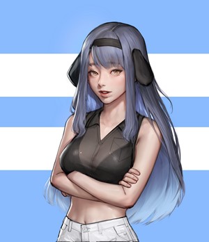 Girl with blue hair and animal ears