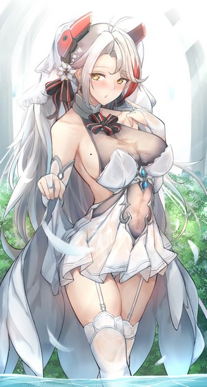 Prinz Eugen from Azur Lane in a white dress