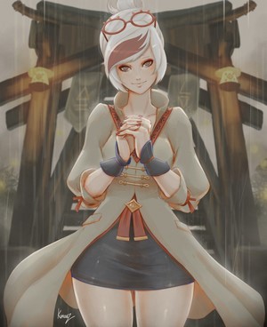 Fantasy girl in rain