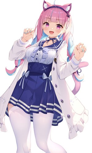 Minato Aqua from Hololive as a cat girl