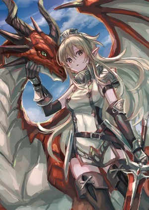 Elf girl with a red dragon