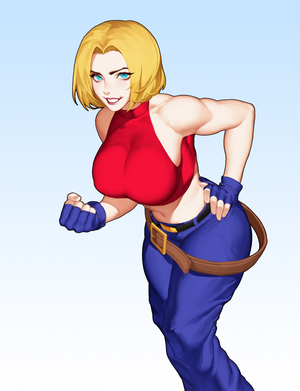 Blue Mary from King of Fighters in Dynamic Pose