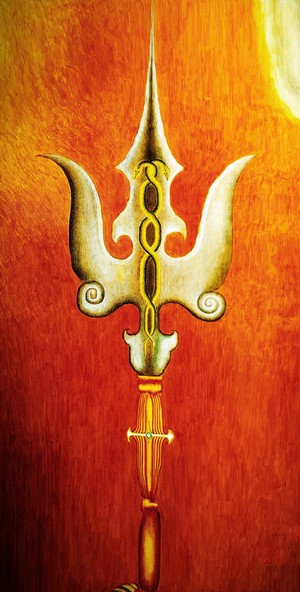 Trishul (Shiva's Trident) on a textured background