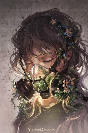 Yuumei Portrait with Mask and Flowers