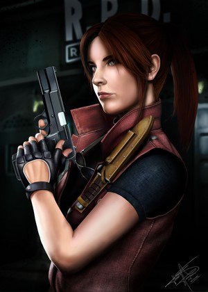 digital art, Thaísa Hassegawa, pistol, redhead, artwork, video game art ...