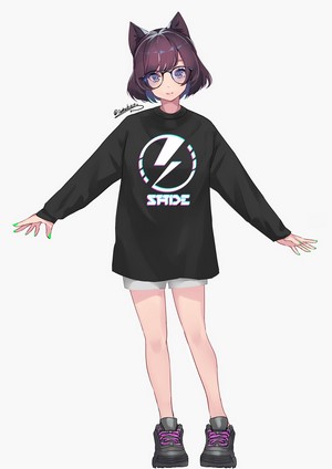 Anime girl with cat ears and glasses
