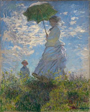 Woman and Child with a Green Umbrella by Claude Monet