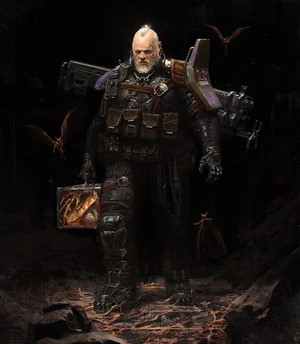 Concept art of a grizzled fantasy warrior