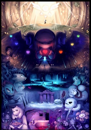 Undertale characters and scenes collage