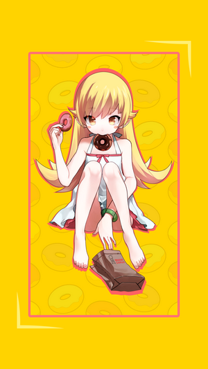 Oshino Shinobu from Monogatari Series with donuts