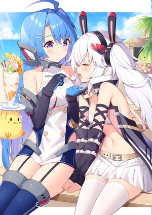 Helena and Laffey from Azur Lane at the beach