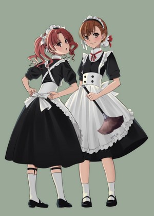 Shirai Kuroko and Misaka Mikoto in Maid Outfits from To Aru Kagaku no Railgun