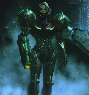Samus Aran from Metroid in green power suit