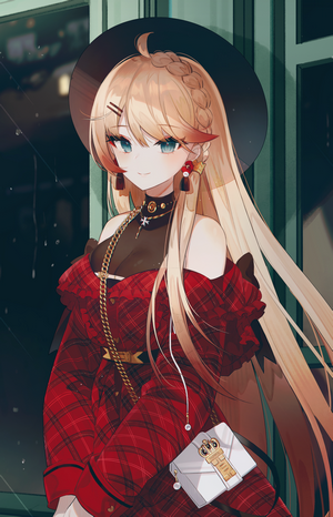 Howe from Azur Lane in a red plaid dress