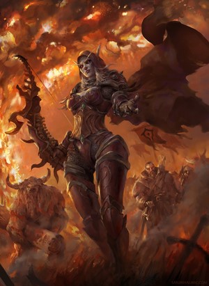 Sylvanas Windrunner from World of Warcraft in battle