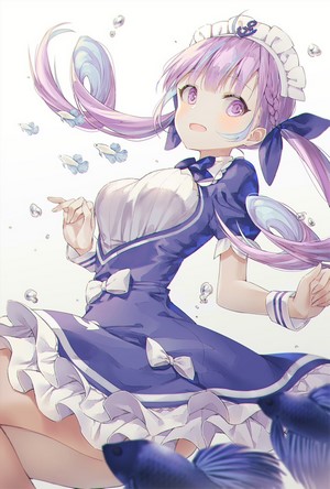 Minato Aqua from Hololive as a waitress