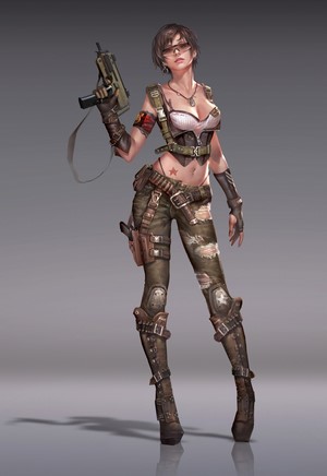 pistol, sunglasses, drawing, holster, army gear, short hair, submachine ...