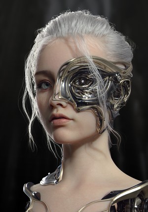 Fantasy girl with cybernetic mask