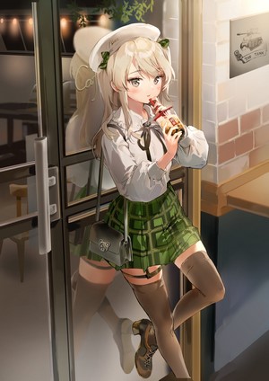 Shimada Arisu from Girls und Panzer drinking bubble tea
