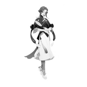 Monochrome fantasy art of a standing girl