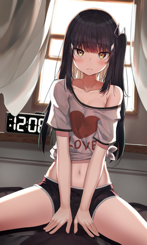 Anime Girl with Dark Hair and Yellow Eyes