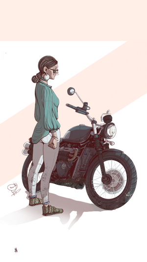 Woman with a motorcycle