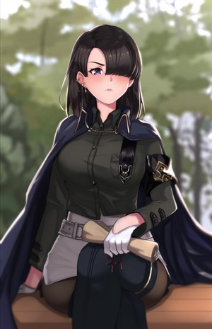 Anime girl in uniform with dark hair