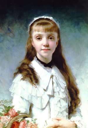 Portrait of a Young Girl with Flowers by Charles Joshua Chaplin