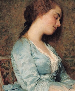 Portrait of a Woman in Blue by Charles Joshua Chaplin