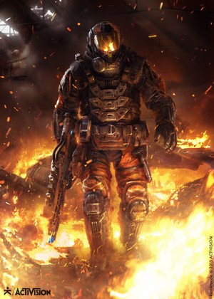 Soldier in fire from Call of Duty: Black Ops III