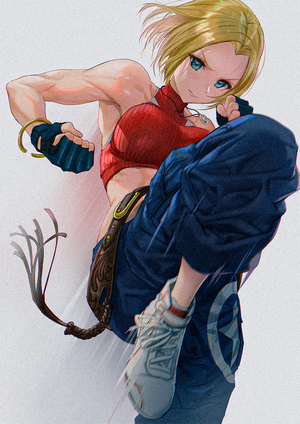 Blue Mary Anime Character in Dynamic Pose