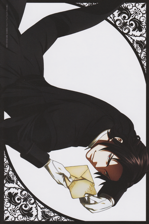 Sebastian Michaelis from Black Butler holding a letter