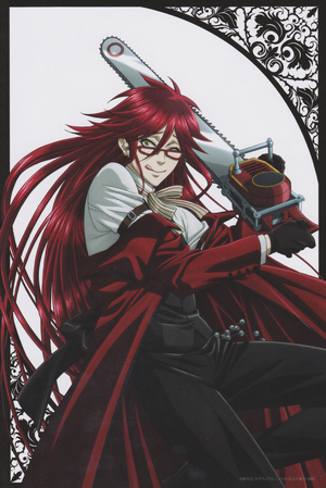 Grell Sutcliff from Black Butler with chainsaw