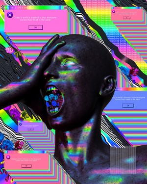 Glitch Art Portrait with Digital Overlays