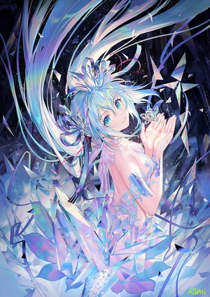 Hatsune Miku with Butterfly and Crystals