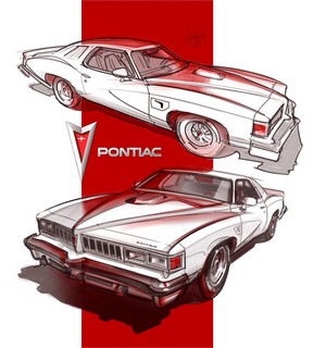 Pontiac cars illustration by Aleksandr Sidelnikov