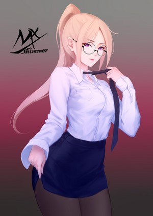 Anime girl with glasses and tie