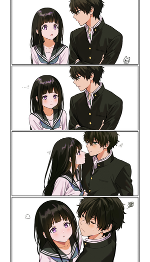 Chitanda Eru and Oreki Houtarou Romantic Scene