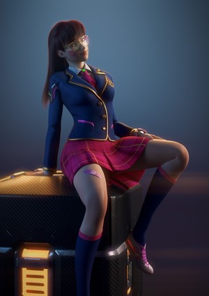 D.Va from Overwatch in School Uniform